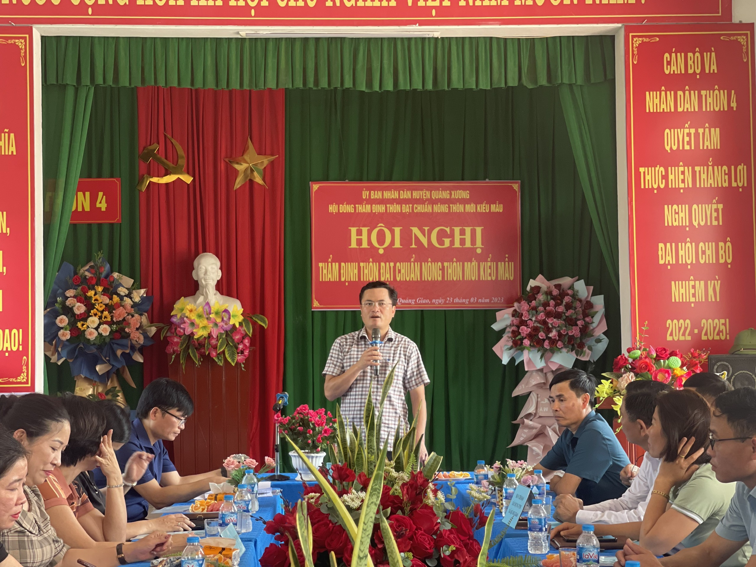 Hội nghị thẩm định Thôn 4, xã Quảng Giao đạt chuẩn NTM kiểu mẫu năm 2023.